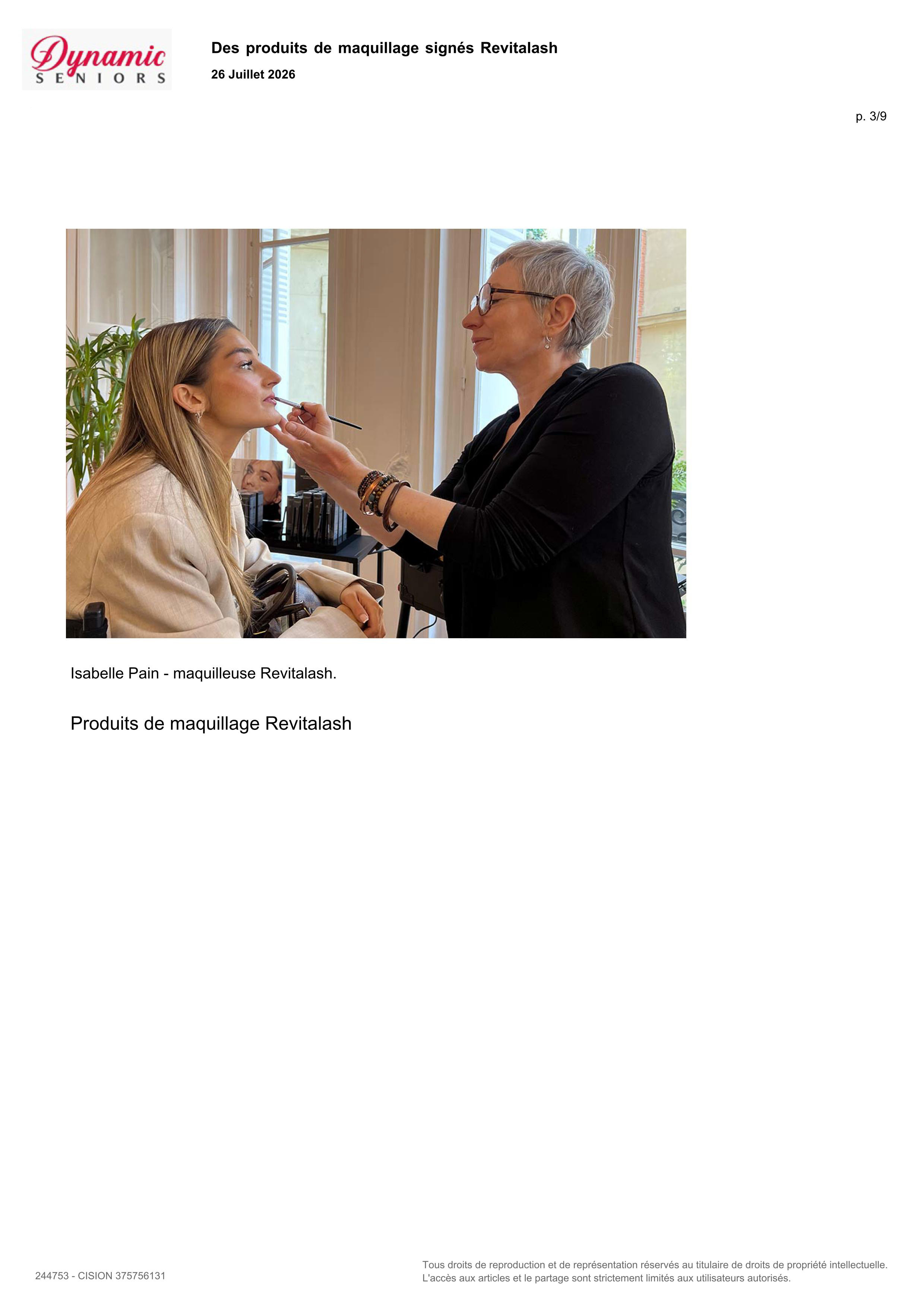 Des produits de maquillage signés RevitaLash® paru dans Dynamic Seniors - Juillet 2026 
